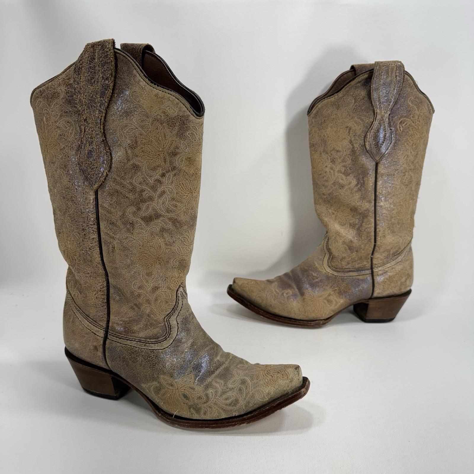 Circle G Floral Embroidery Western Boot Snip Toe L2038 Women’s Size 8.5 M