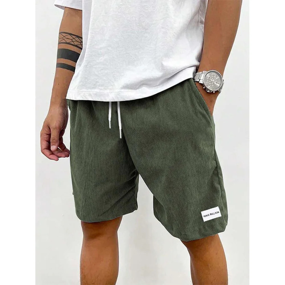 Men’s Summer Solid Corduroy Shorts Drawstring Casual Elastic Waist Fashion Gift