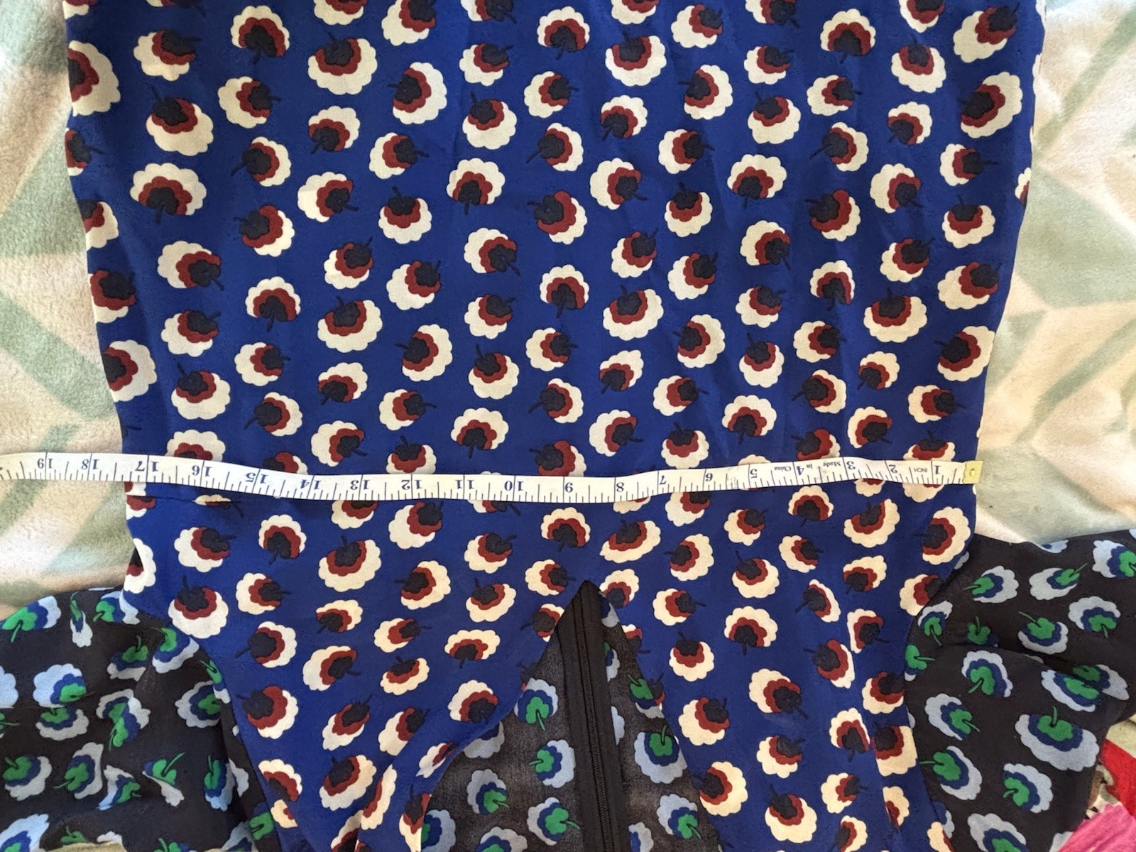 Stella McCartney Silk Print Dress Size 42 Blue Floral Designer Made in Hungary