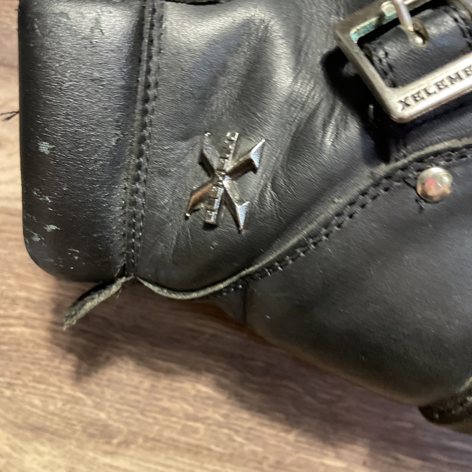 Element Motorcycle Boots Womens Size 9 Black Leather Logo Zip up Snap Lace Up