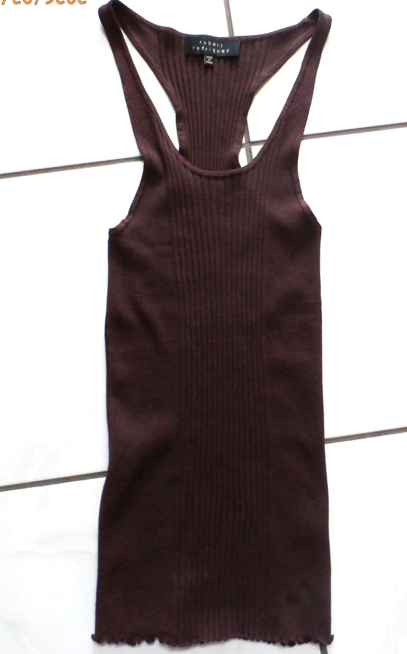 Robert Rodriguez Silk Cashmere Ribbed Knit Tank Top Brown Small #i23
