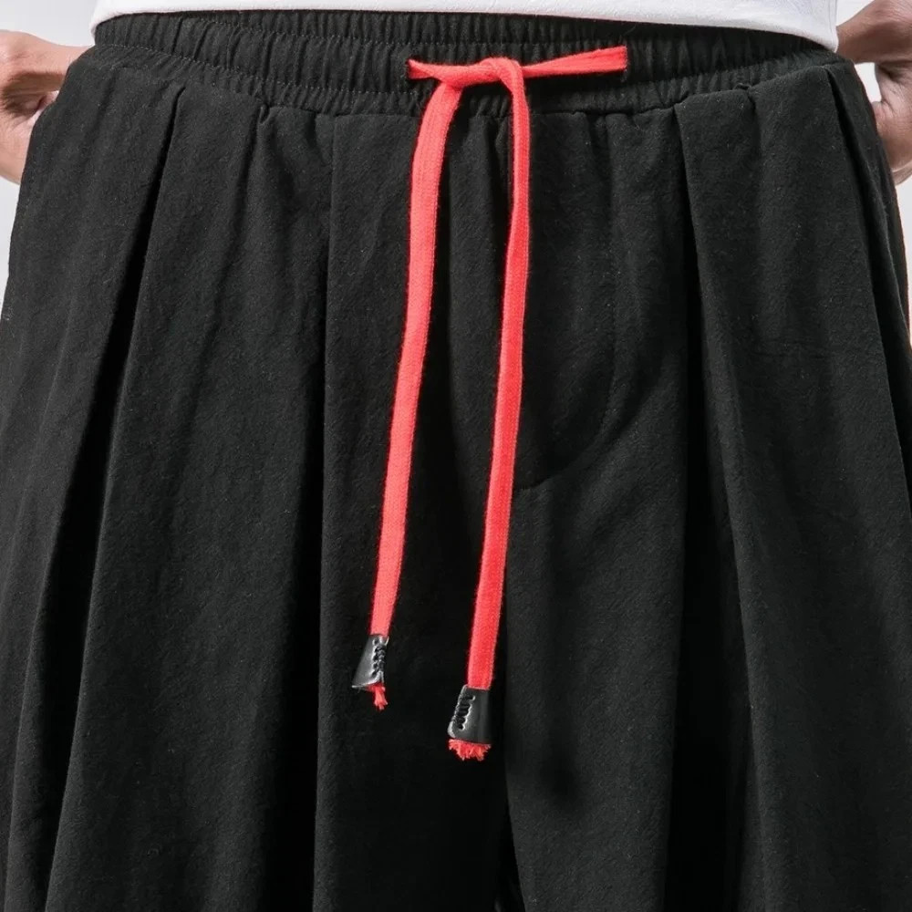 New Oversized Men Harem Pants Loose Chinese Style Cotton and Linen Sweatpants