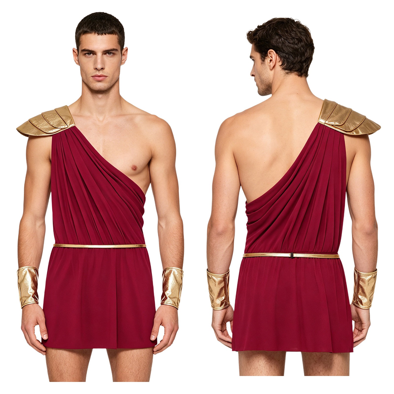 US Men’s Ancient Greek Warrior Performance Costume Single Shoulder Roman Toga