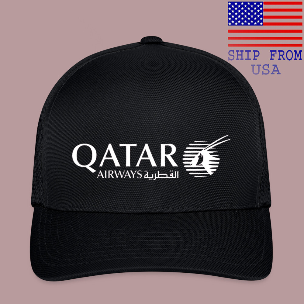 Qatar Airways Airlines Black Baseball Cap Hat Adult Size S/M & L/XL