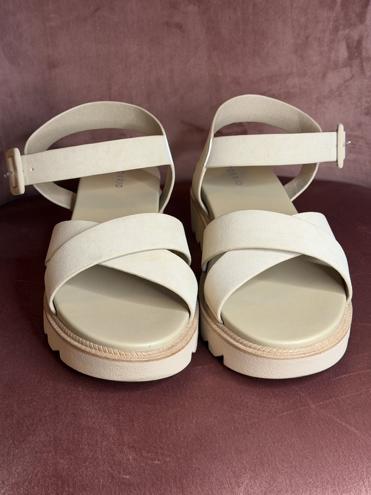 Torrid Beige Strap Platform Plus Sandal Sz 10.5 Extra Wide- WW-Cushioned