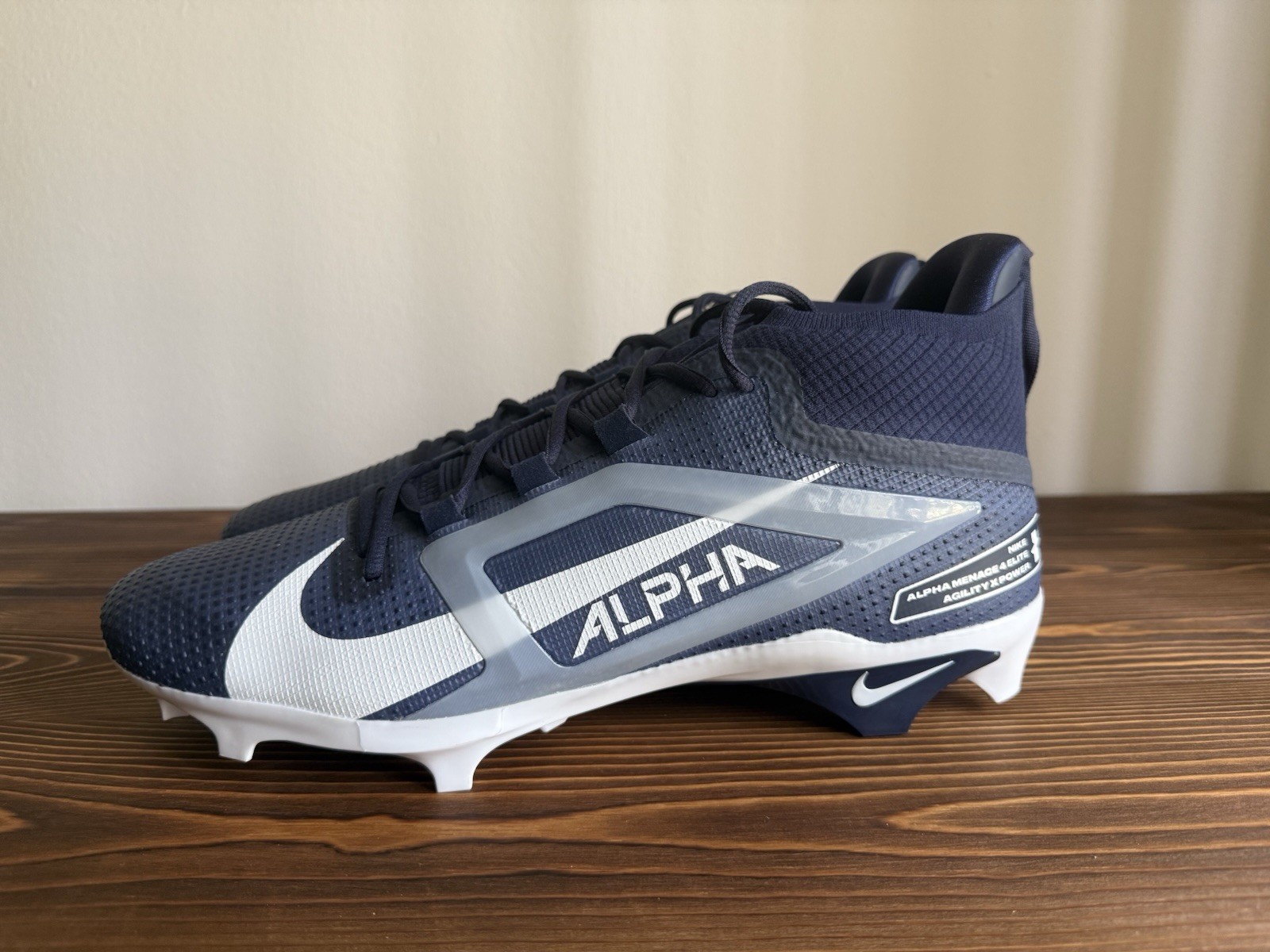 Nike Alpha Menace Elite 4 TB Navy White Football Cleats FZ7701-400 Men’s Size 15