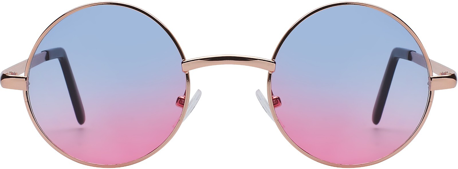 ROUND SUNGLASSES 2 TONE BLUE-PINK TINTED COLORED LENS 43mm METAL FRAME