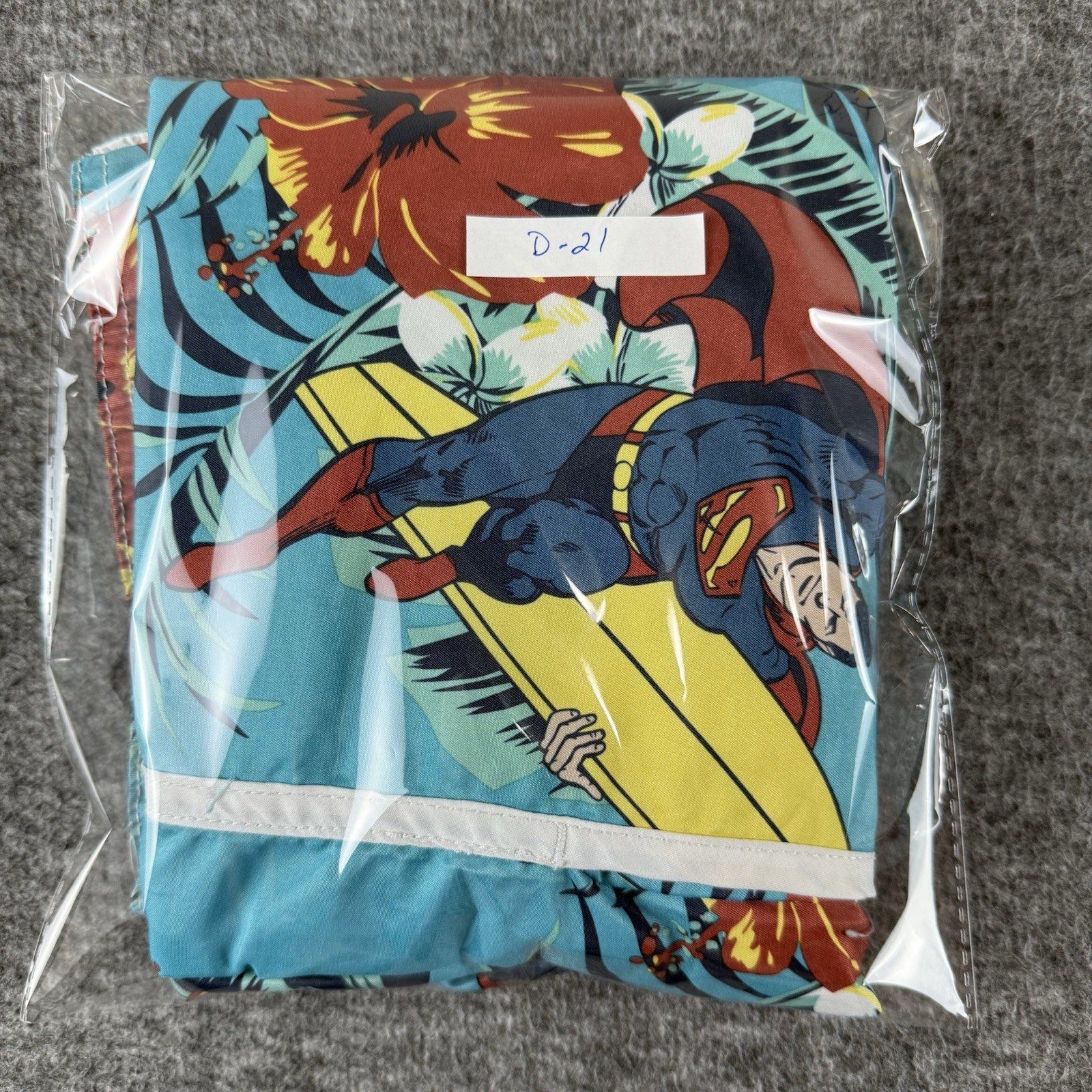 Superman DC Comics Mens Board Shorts Swim Trunks Hawaiian Surf Blue Size S
