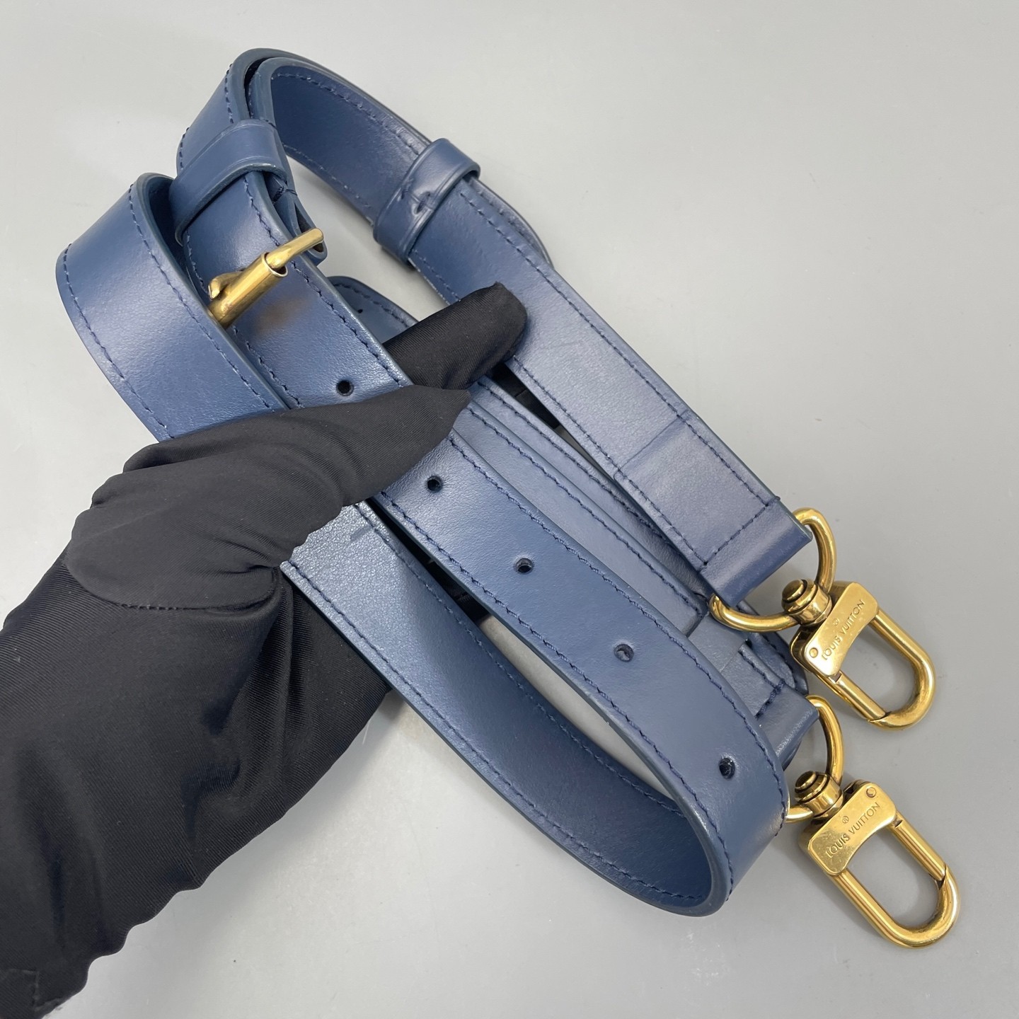 AUTH LOUIS VUITTON LV Keepall 50 Blue Denim Canvas Travel Duffle Bag.