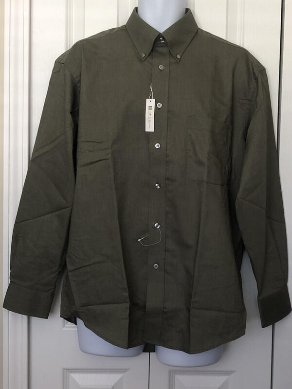 CROFT & BARROW NWT Dark Green Cotton Poly Dress Shirt 16 32-33
