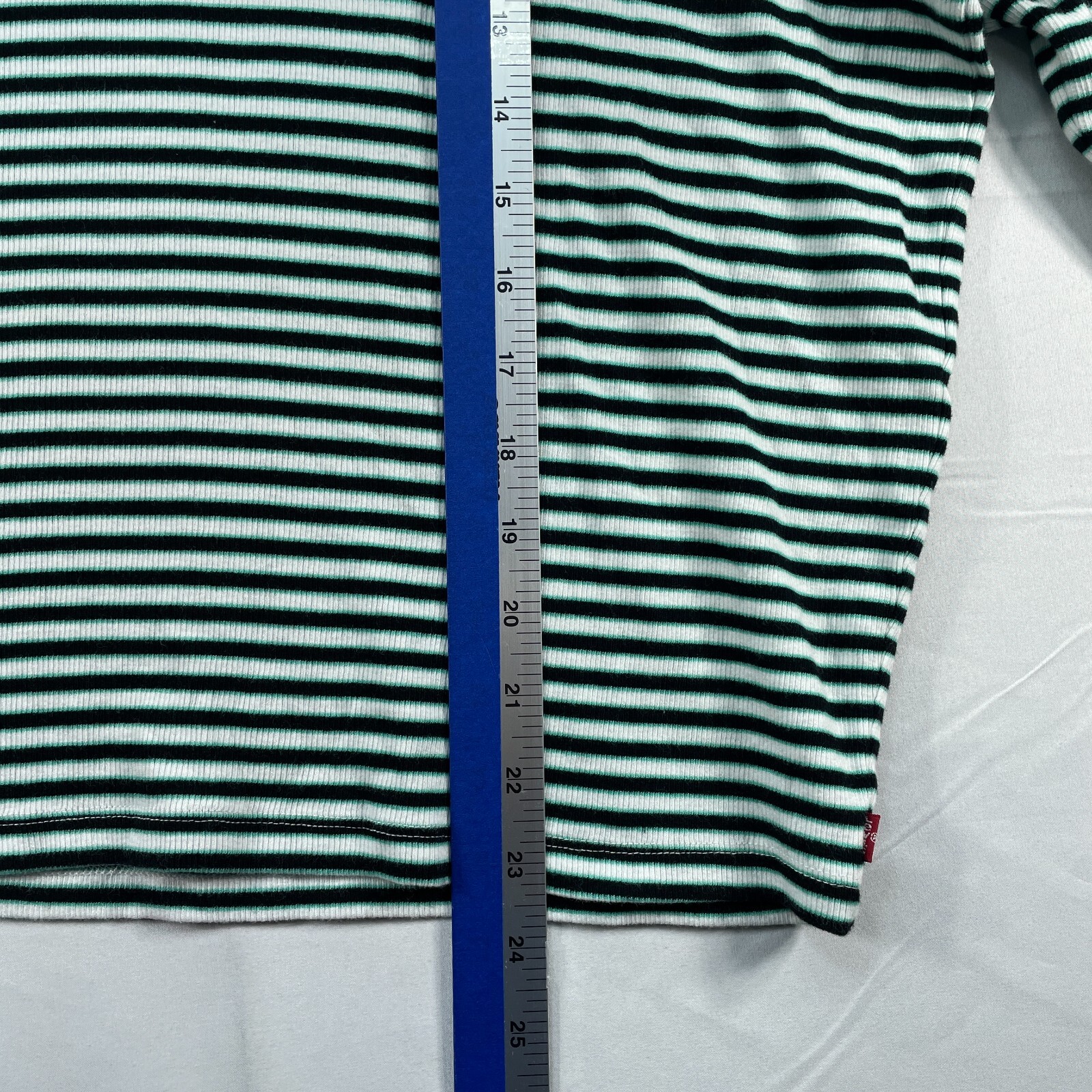 Levis Shirt Womens Plus size 3X Green White Black Striped Turtleneck Ribbed New