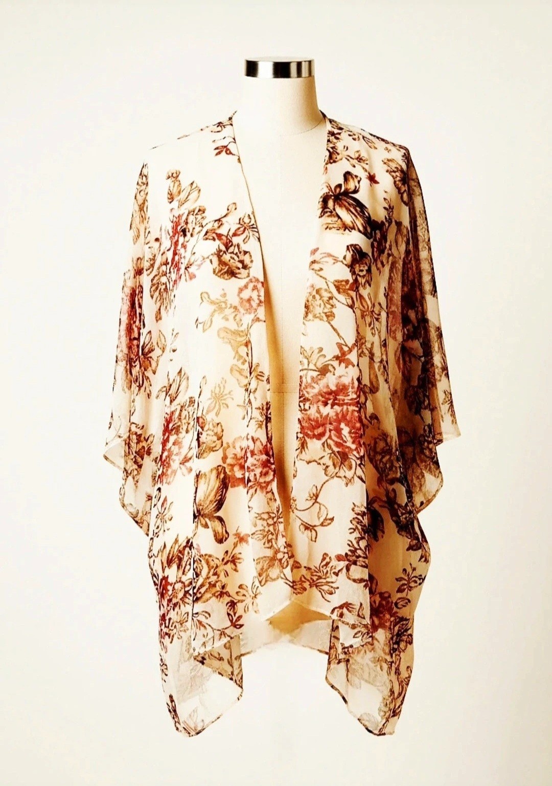 Ambiance Sheer Floral Cardigan Size: M – Boxy Cardigan “Wide Fit”