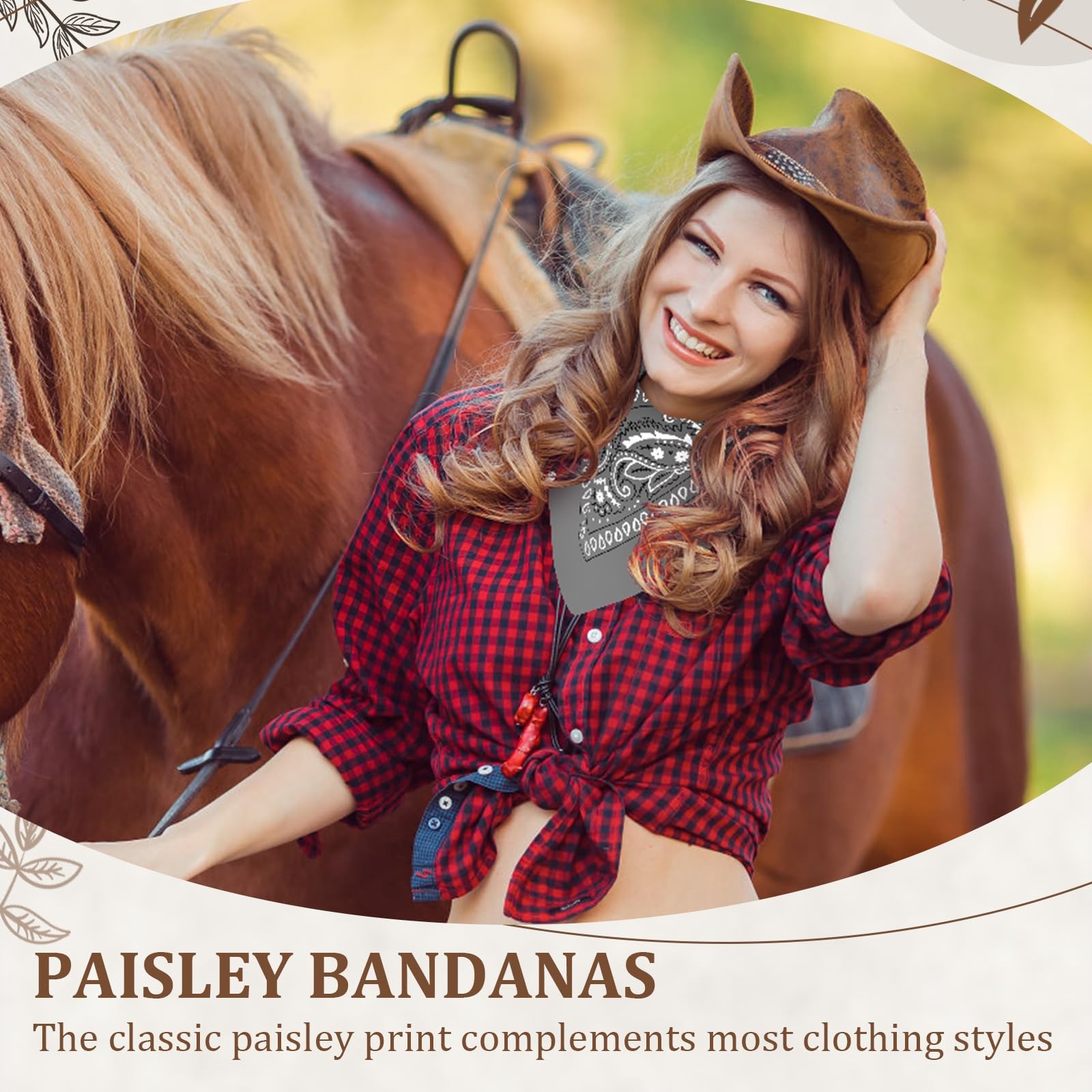 PJPSAA 12 Pack Bandanas Unisex Paisley Cowboy Bulk Multi 21.6, Gray