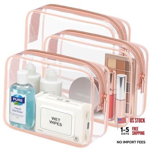 TSA Approved Toiletry Bag – Clear Medium Set (Standard) Active Rose Pink