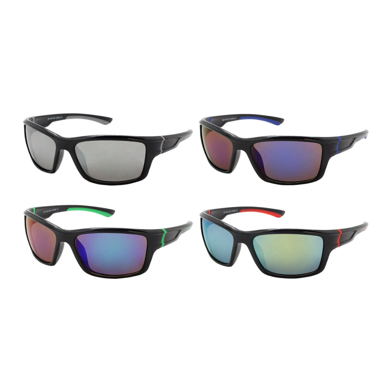Mens Sunglasses Sport 6 PACK Fishing Cycle Wrap Sunglasses Color Mirror Assorted