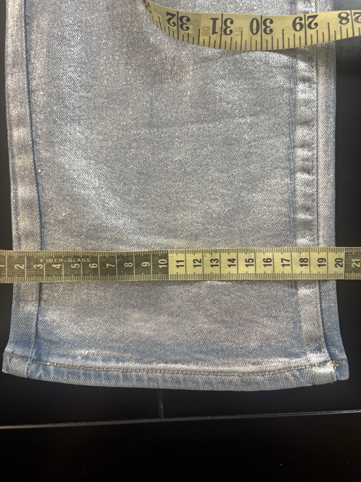 a.n.a Silver Straight Leg Jeans with Metallic Finish Size 4