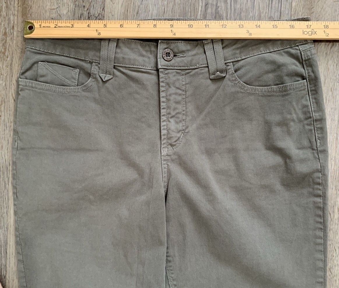 NYDJ Jeans Womens 12 Olive Green Straight Lift Tuck Technology Military Preppy