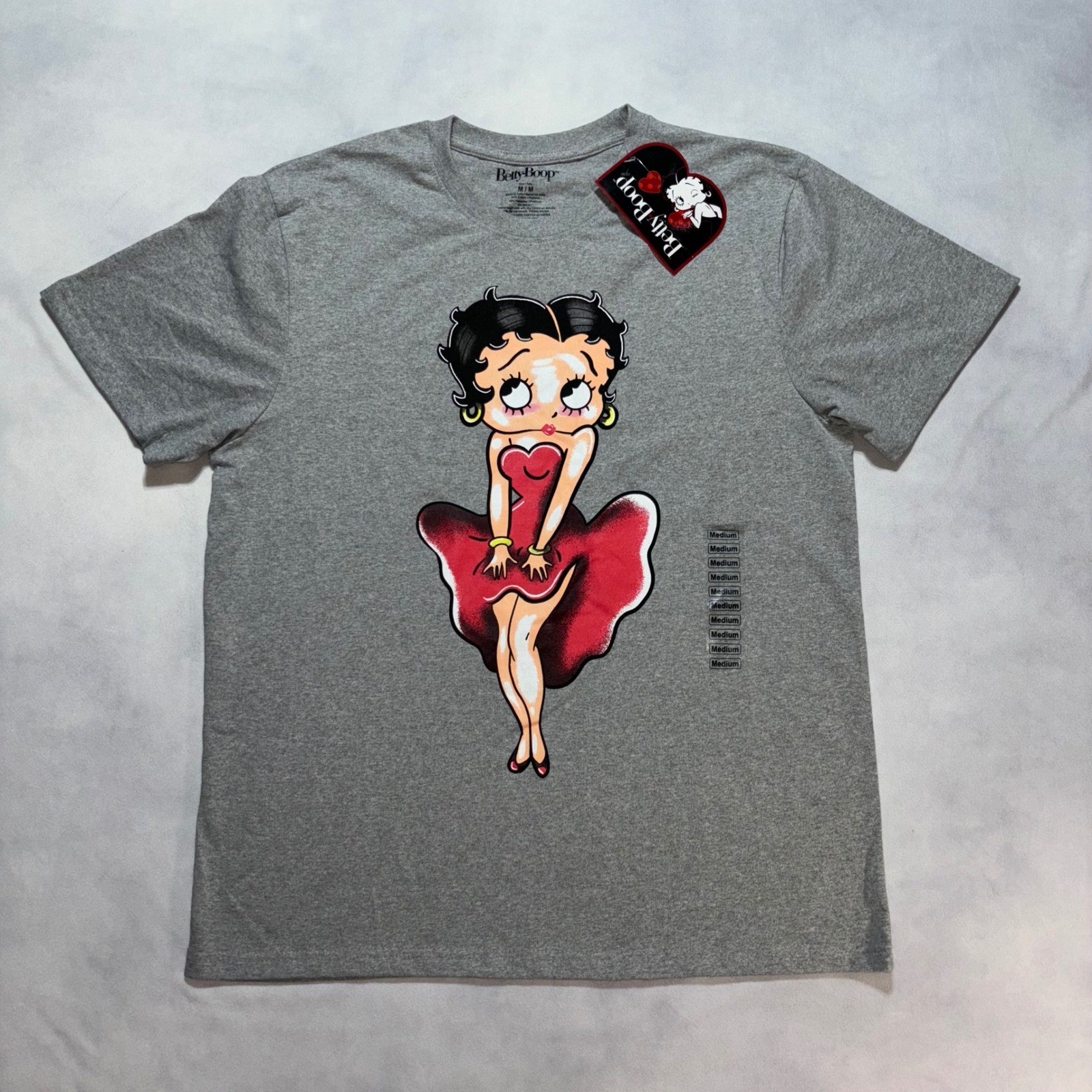 Betty Boop Graphic T Shirt Men’s Medium Gray Retro Cartoon Tee Deadstock NWT