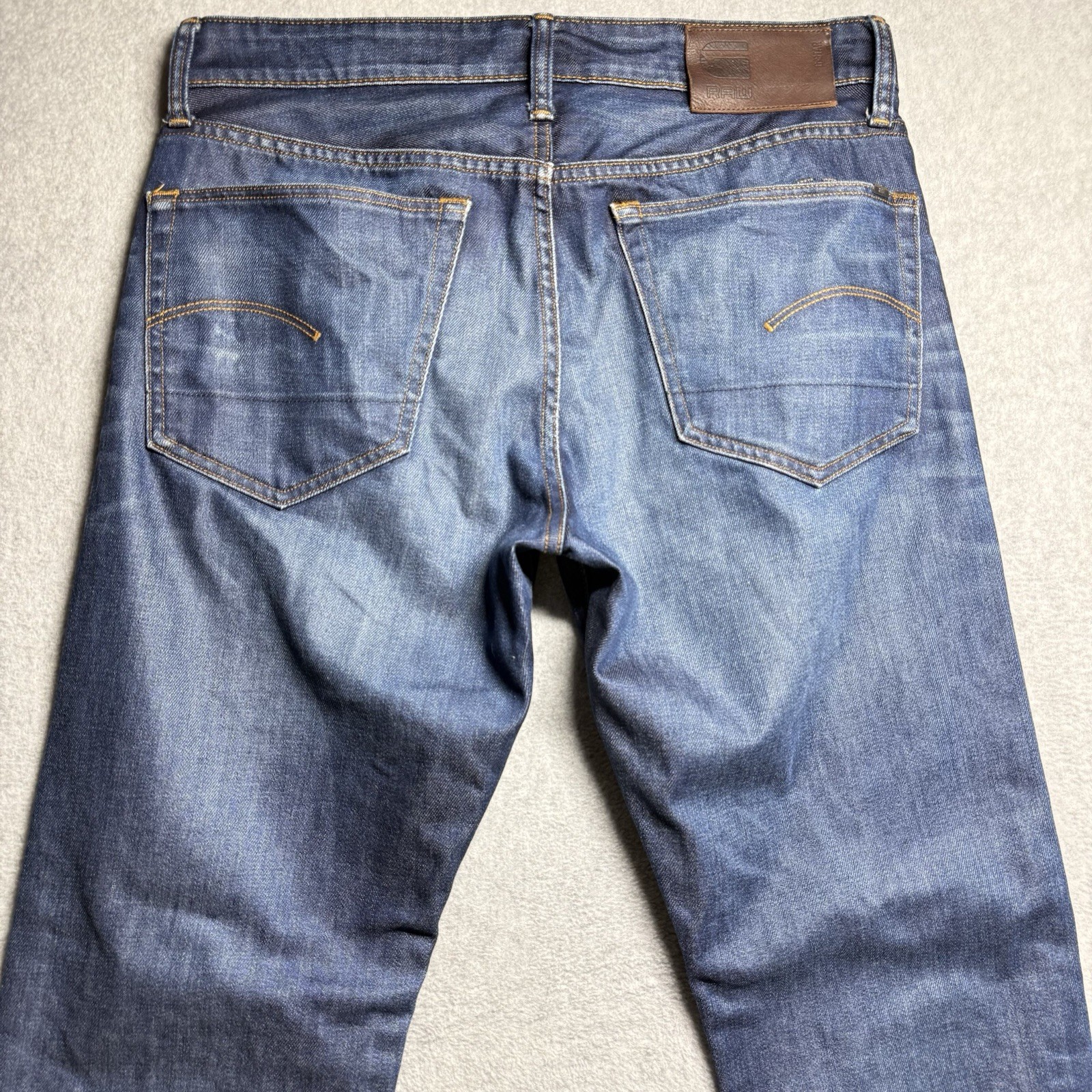G Star RAW Jeans Men 32×30 Blue 3301 Straight Leg Dark Wash Button Fly Denim