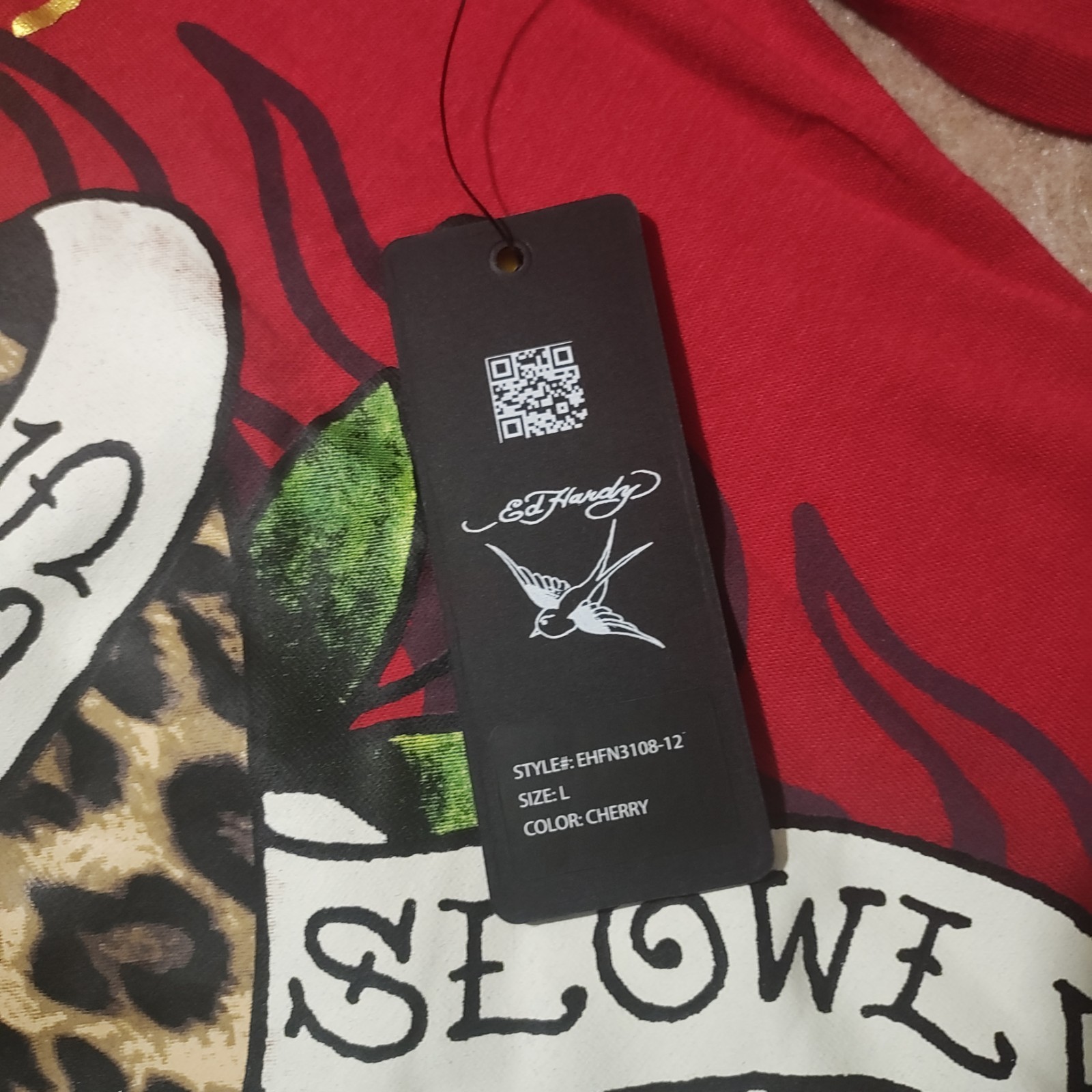 Ed Hardy Red Long Sleeve Skull Graphic Mini T-Shirt Dress Women L