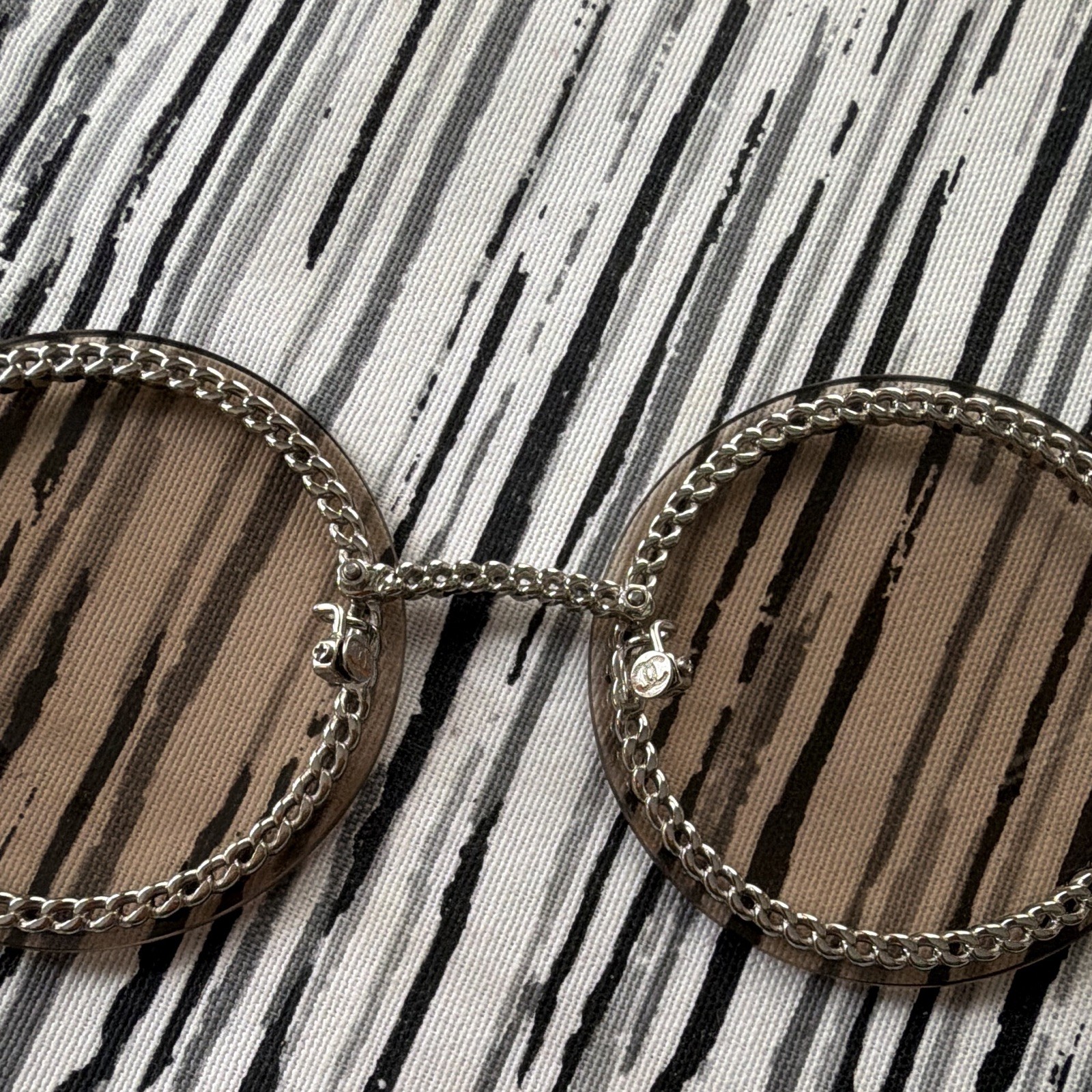 CHANEL Bohemian 30 Oversized Round Sunglasses Gold Metal Frame Brown Tint