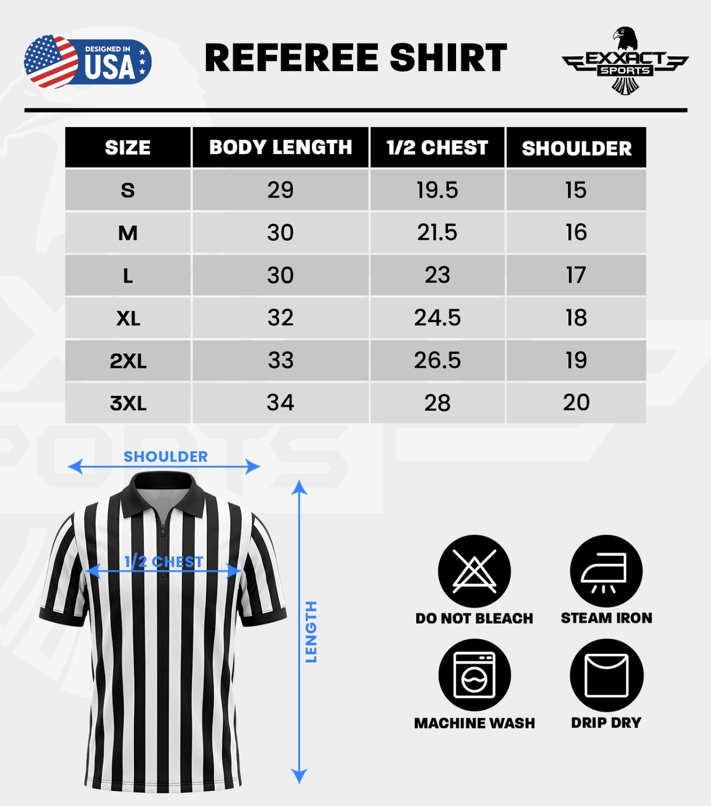 Exxact Sports Referee Shirt Men, Athletic Fit Basketball Referee Shirt for Sport