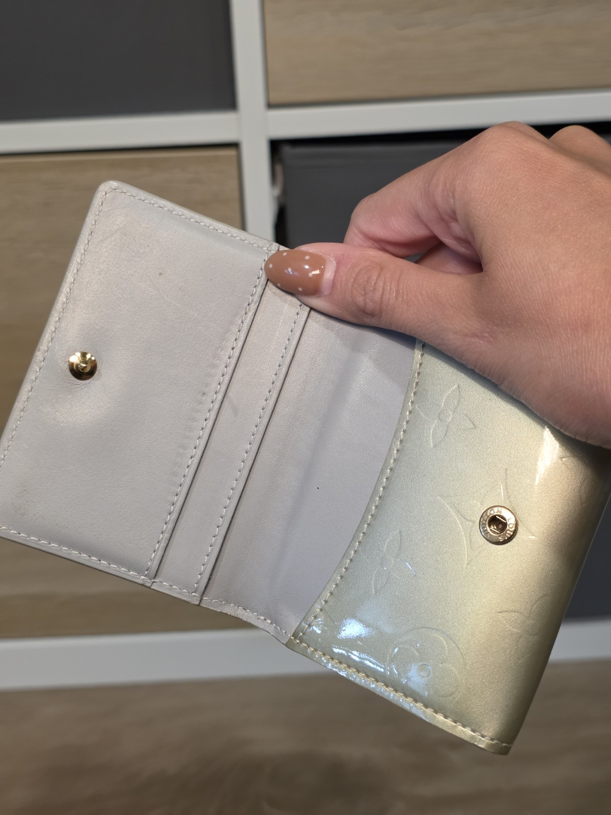 Louis Vuitton Monogram Compact Folding Snap Wallet Credit Card Holder Vernis