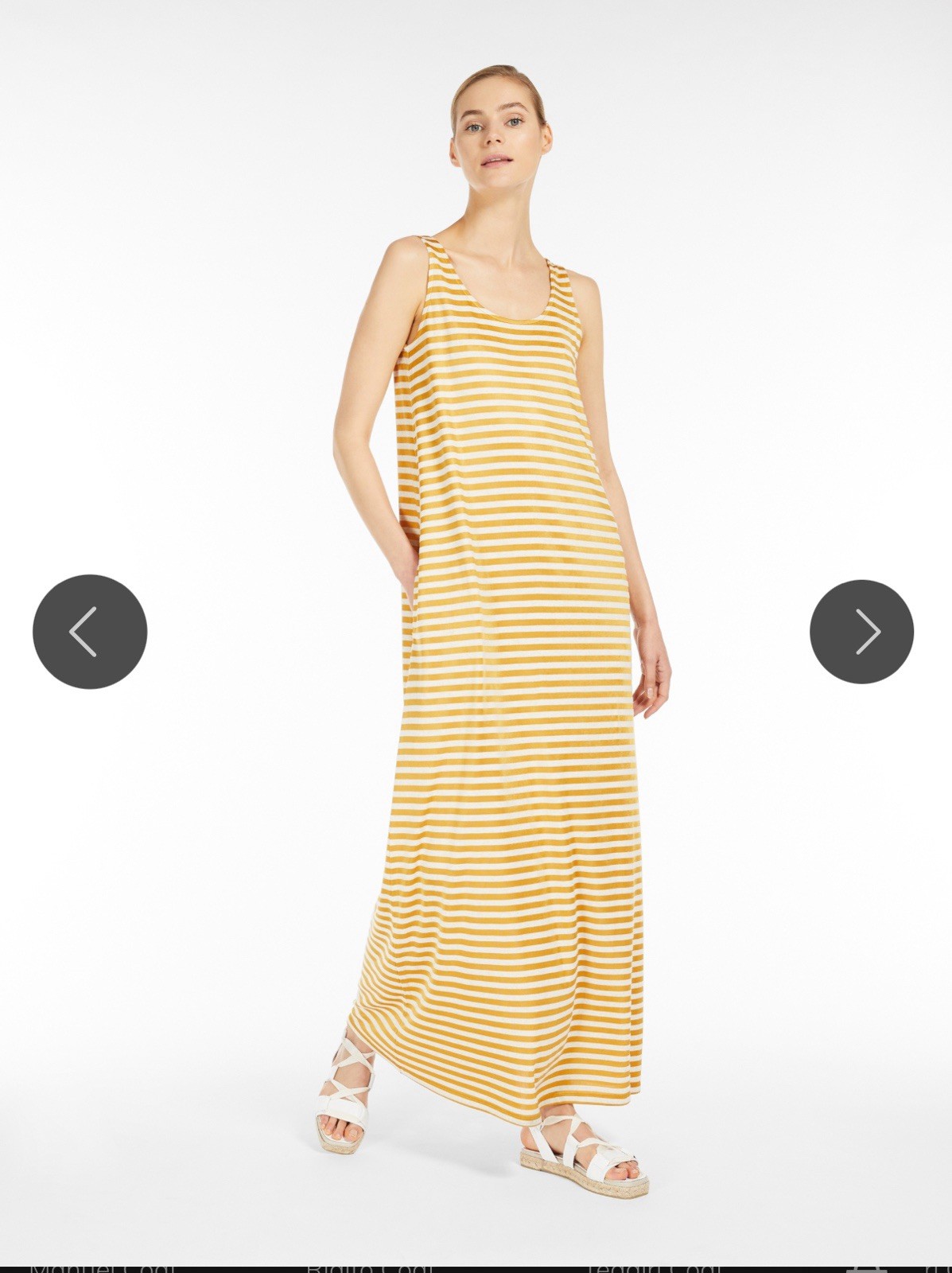 Max Mara Leisure Cina Stripe Jersey Maxi Dress in Mustard NWT $275 Size Small