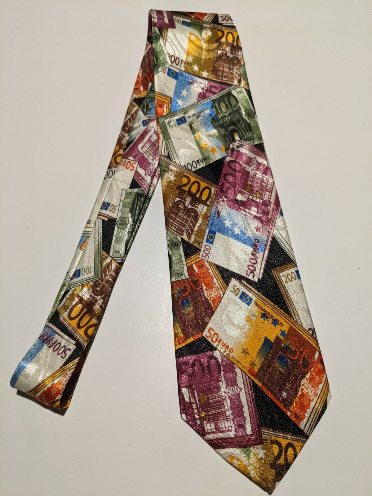Talggini Cravatte by Uomo Venetto Euro Bills Money Tie Colorful 3.75″ Polyester
