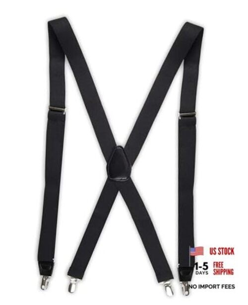 Men’s Men’s Solid Suspenders One Size Black