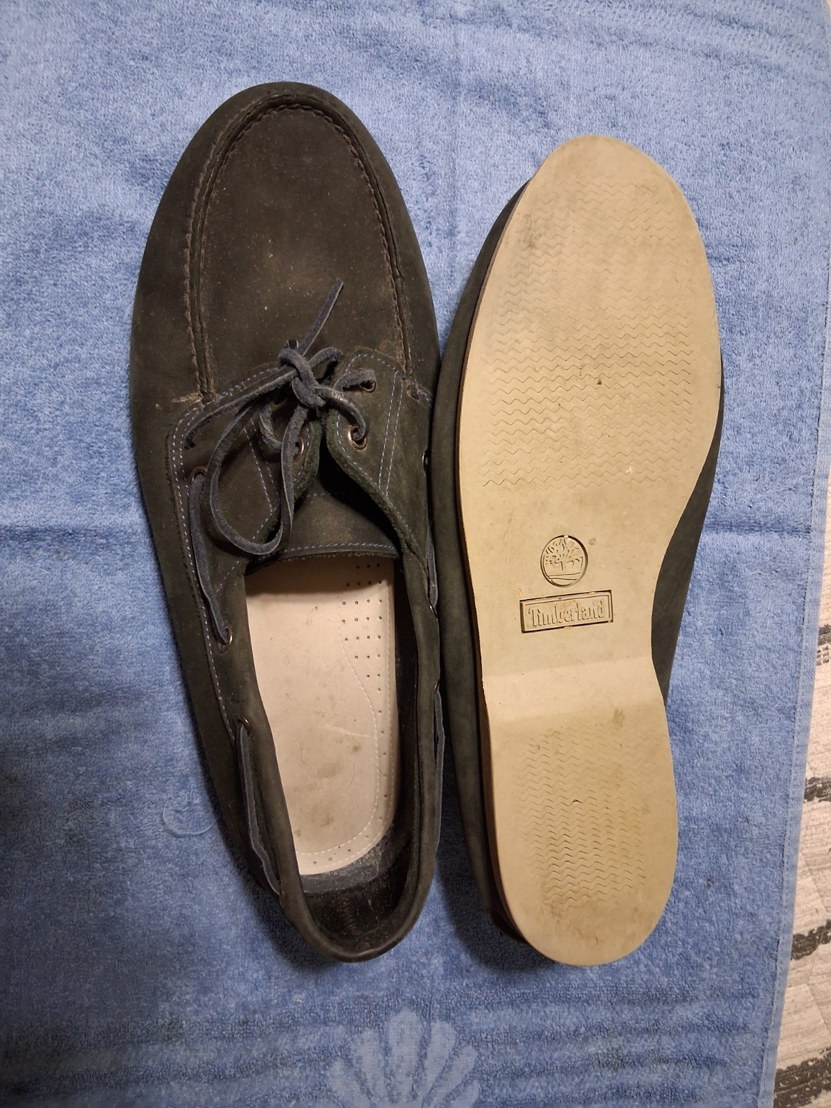 Timberland Loafers size 15w 2 pair 1 leather and one Blue suede