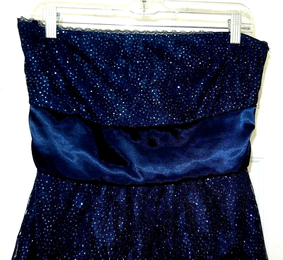 VANITY Sparkle Lace Overlay Sleeveless Top Blouse w Satin Sash & Rear Ties-L