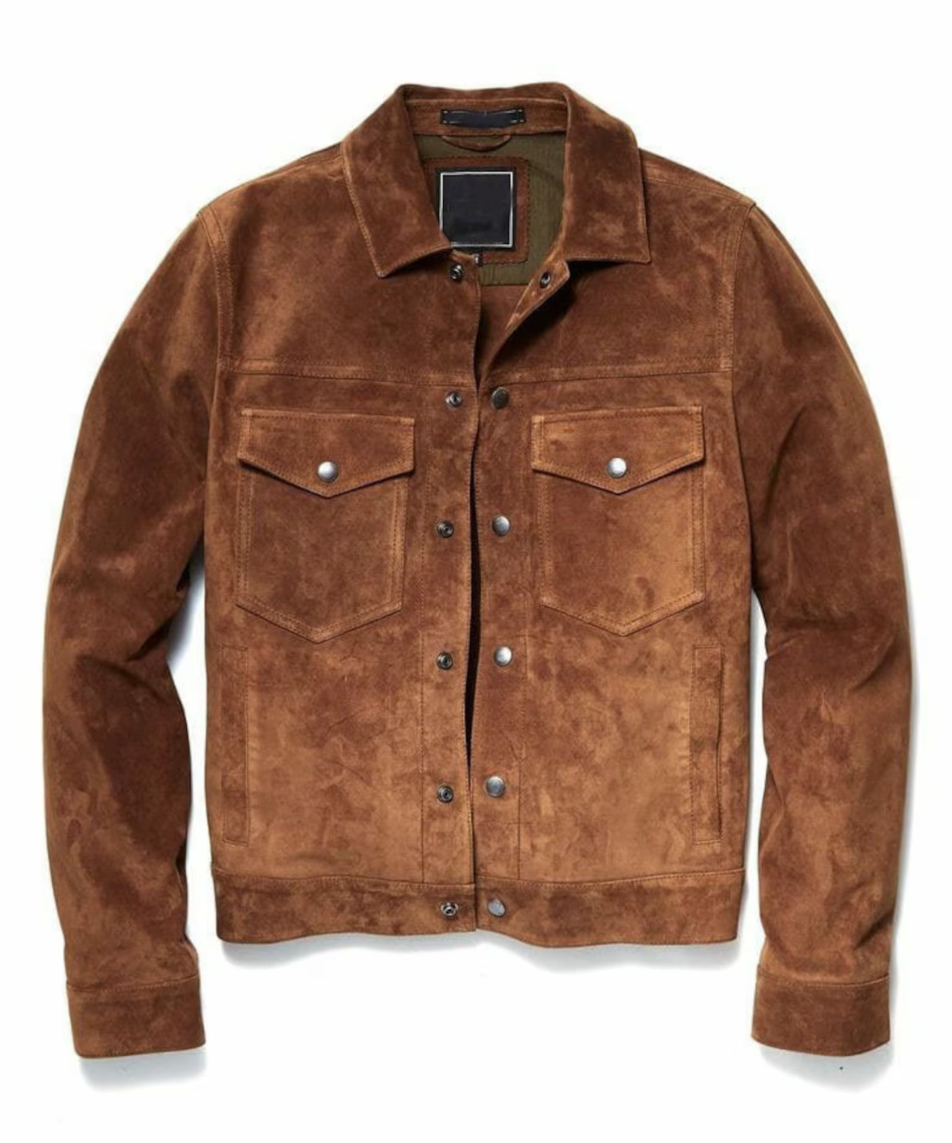 Mens Brown Leather Trucker Jacket Pure Suede Custom Made Size S M L XL 2XL 3XL