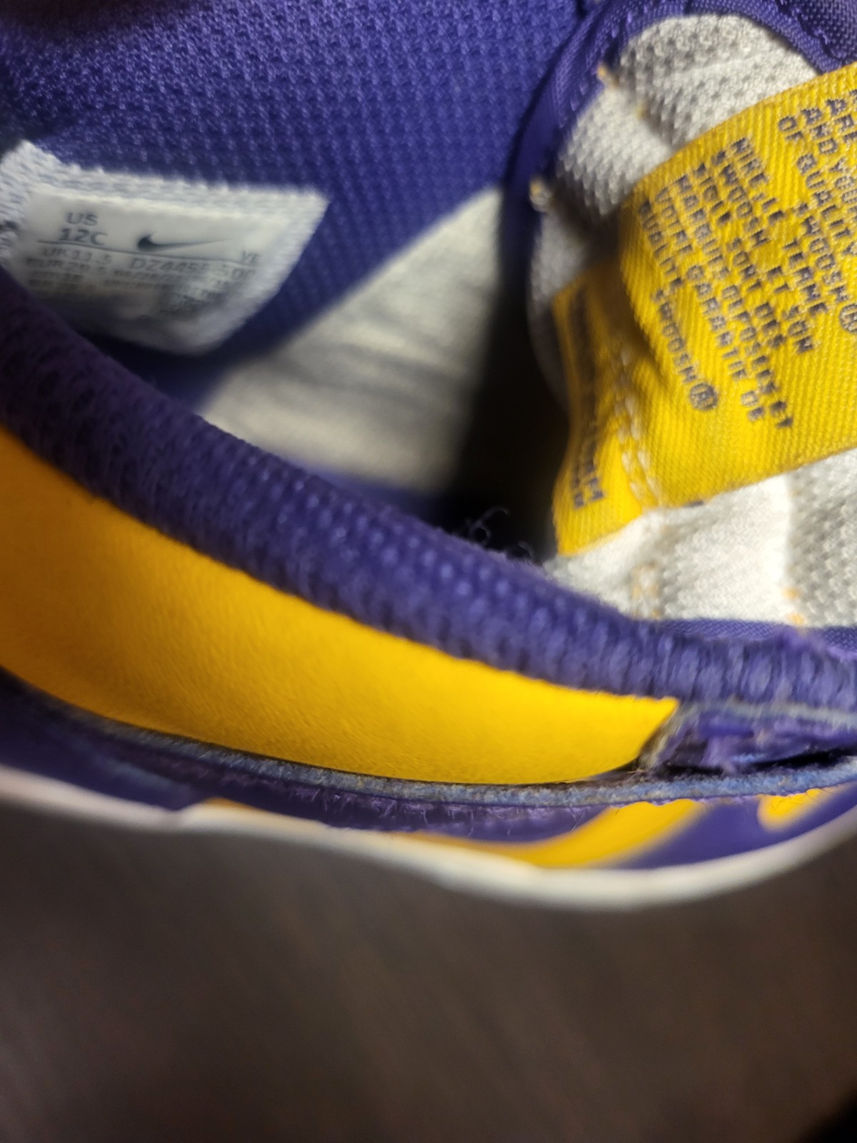 NIKE DUNK HI RETRO Size 12c for kids. “COURT PURPLE AND GOLD” DD1399-500