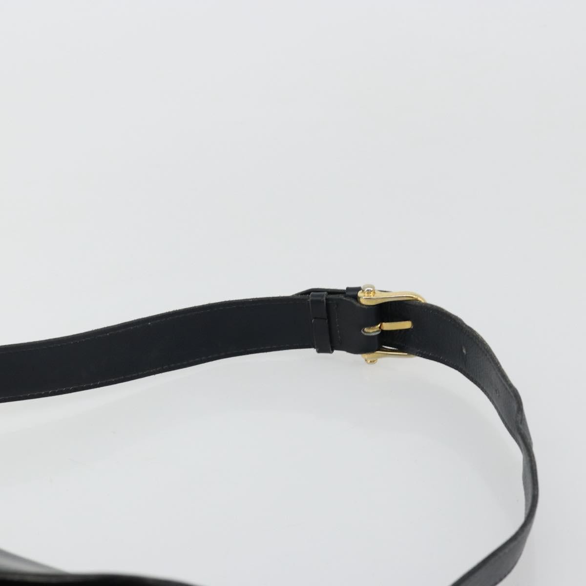 CELINE Horse Carriage Shoulder Bag Leather Navy Gold Auth YKZ1109