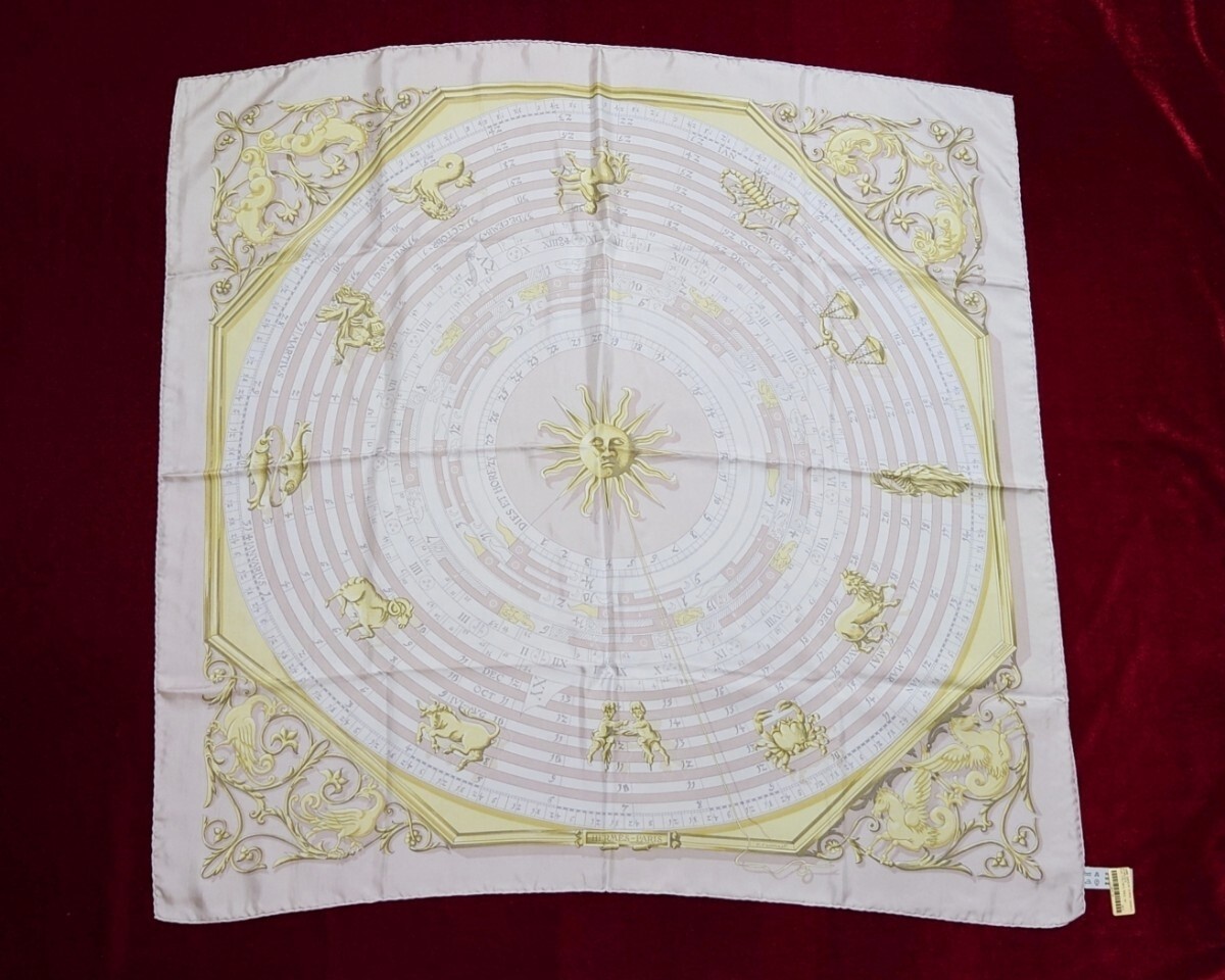 HERMES Carr 90 Dip Dye Scarf Astrologie Gray Astrology Dies et Hore Astronomy C