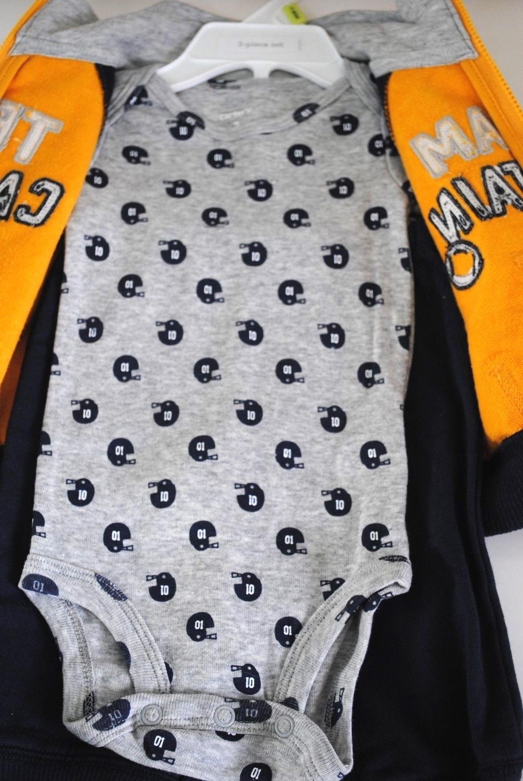 Carter’s 3-Piece TEAM CAPTAIN Jacket Bodysuit Pants Football Size 3M NEW