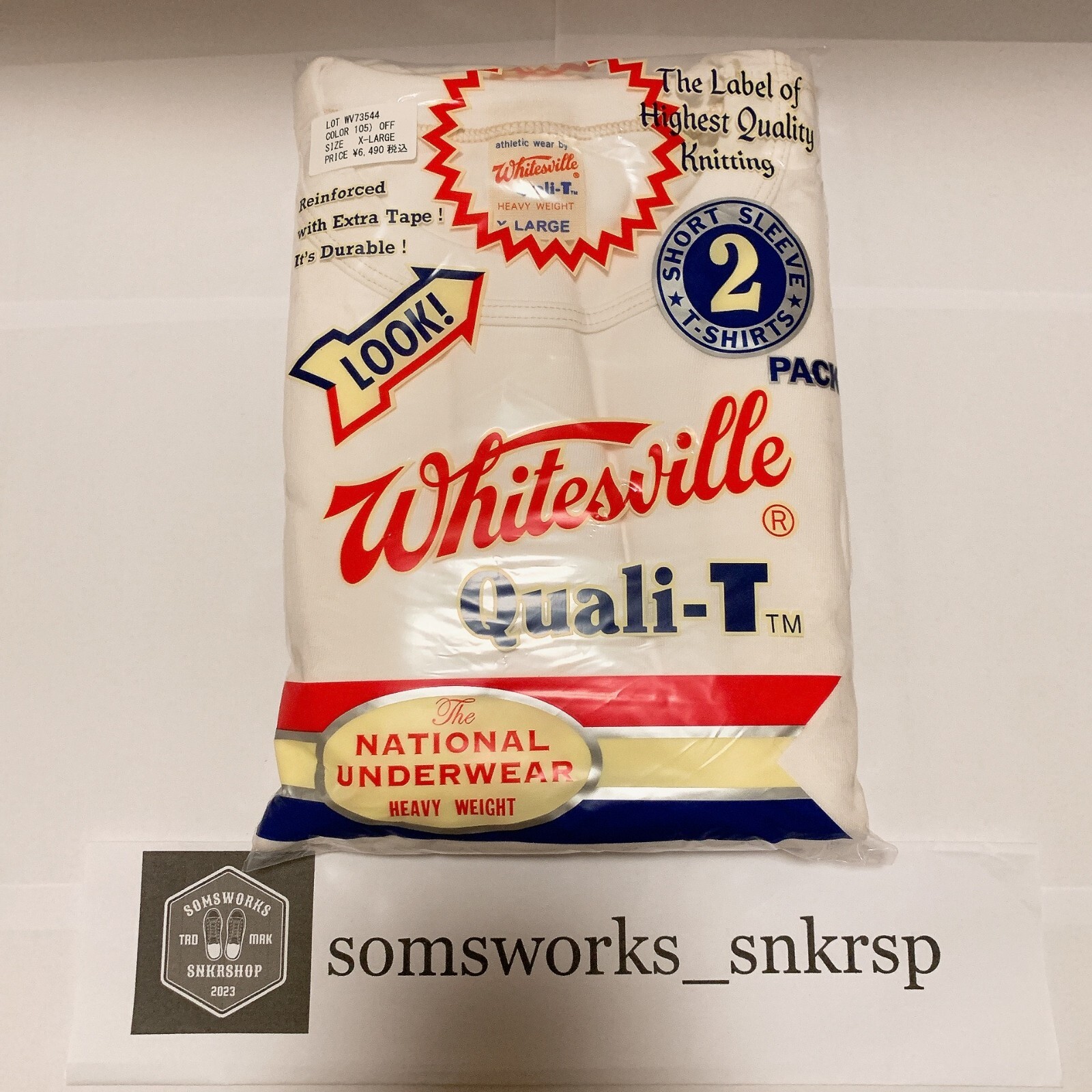 Whitesville WV73544 2-PACK T-SHIRT OFF-WHITE Size XL Men’s unused Made in Japan