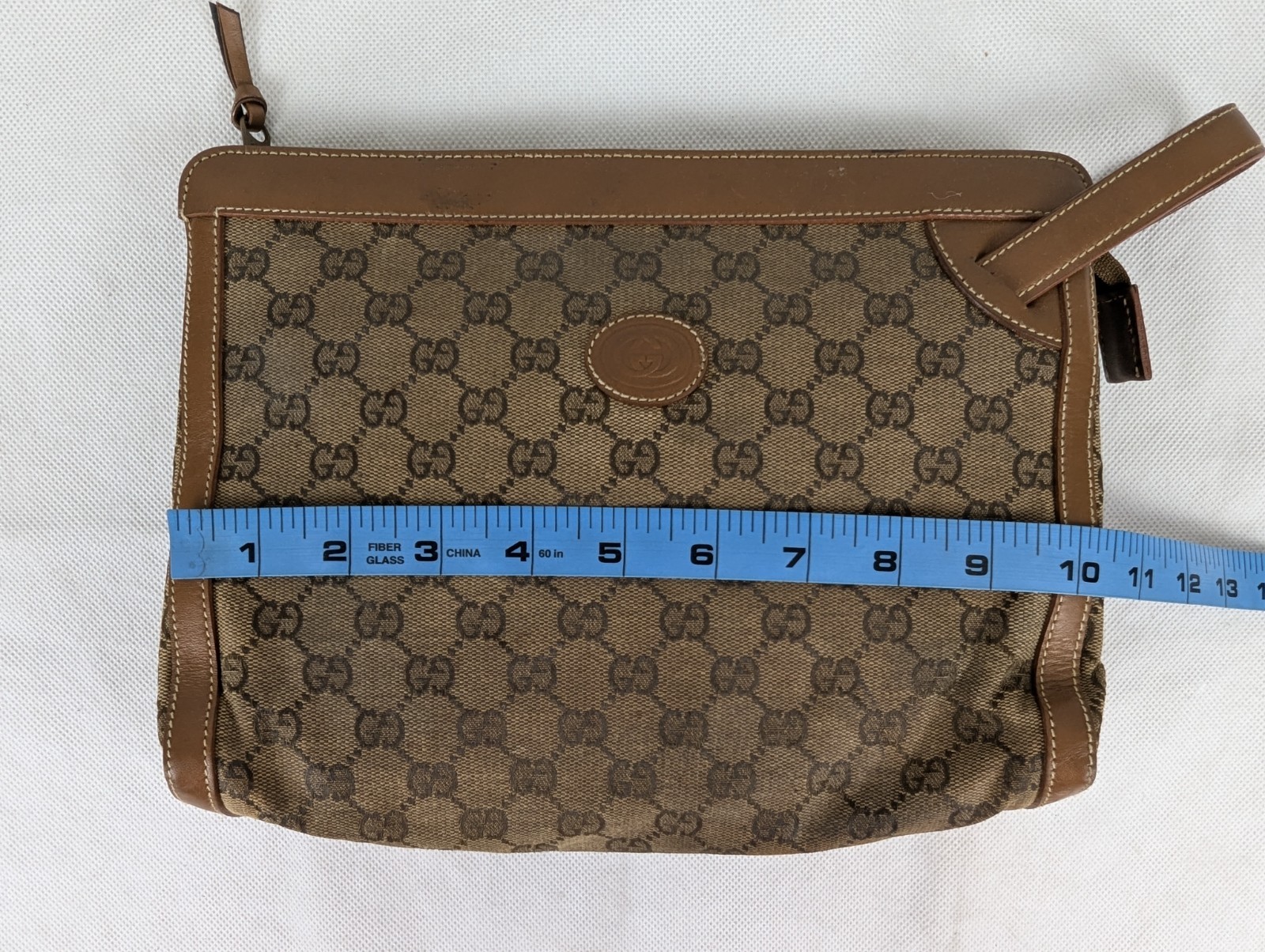 Vintage Gucci GG Supreme monogram pouch Handbag Brown Canvas Leather.