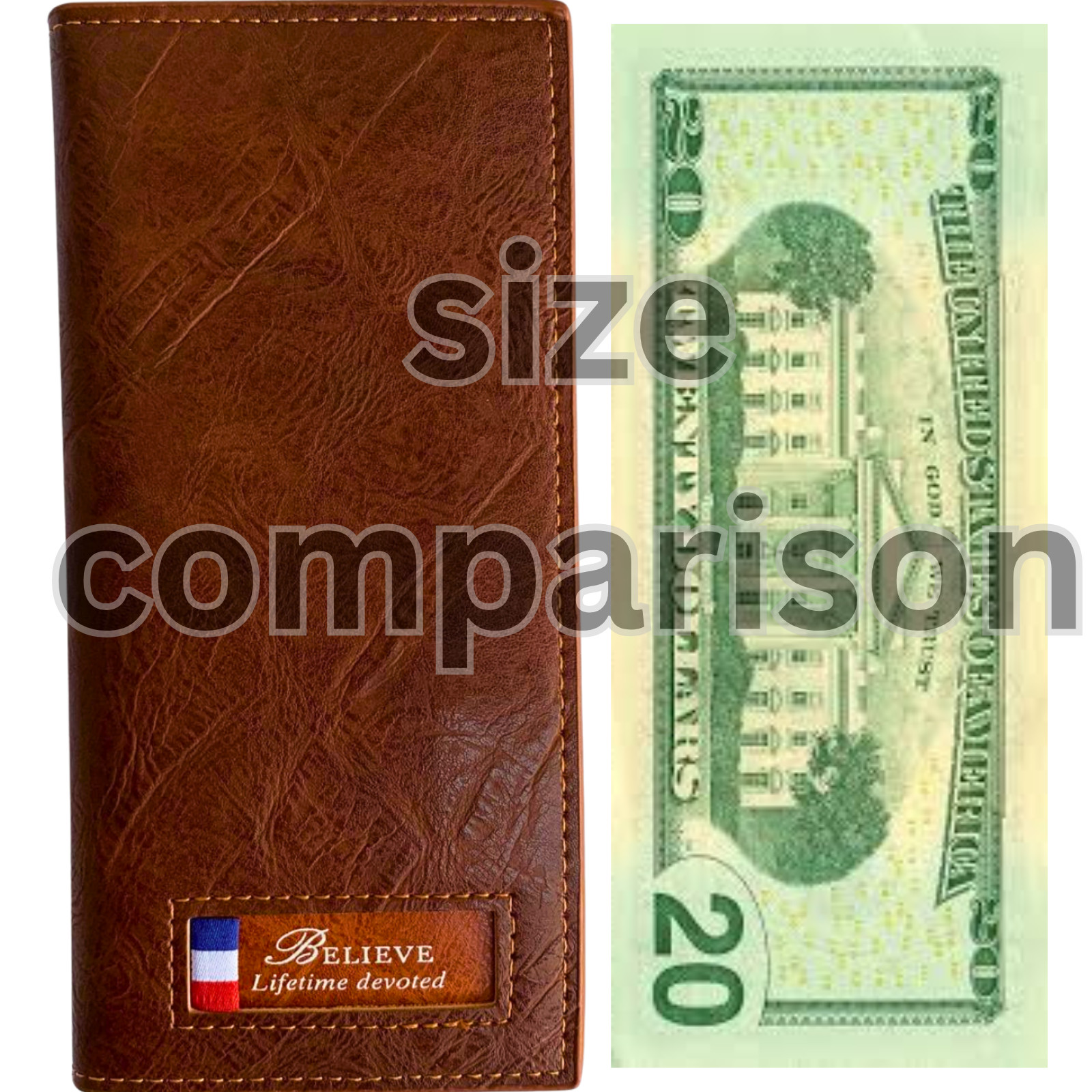Men’s Long Checkbook Wallet – Genuine Leather RFID Card Holder, Full Bill Wallet