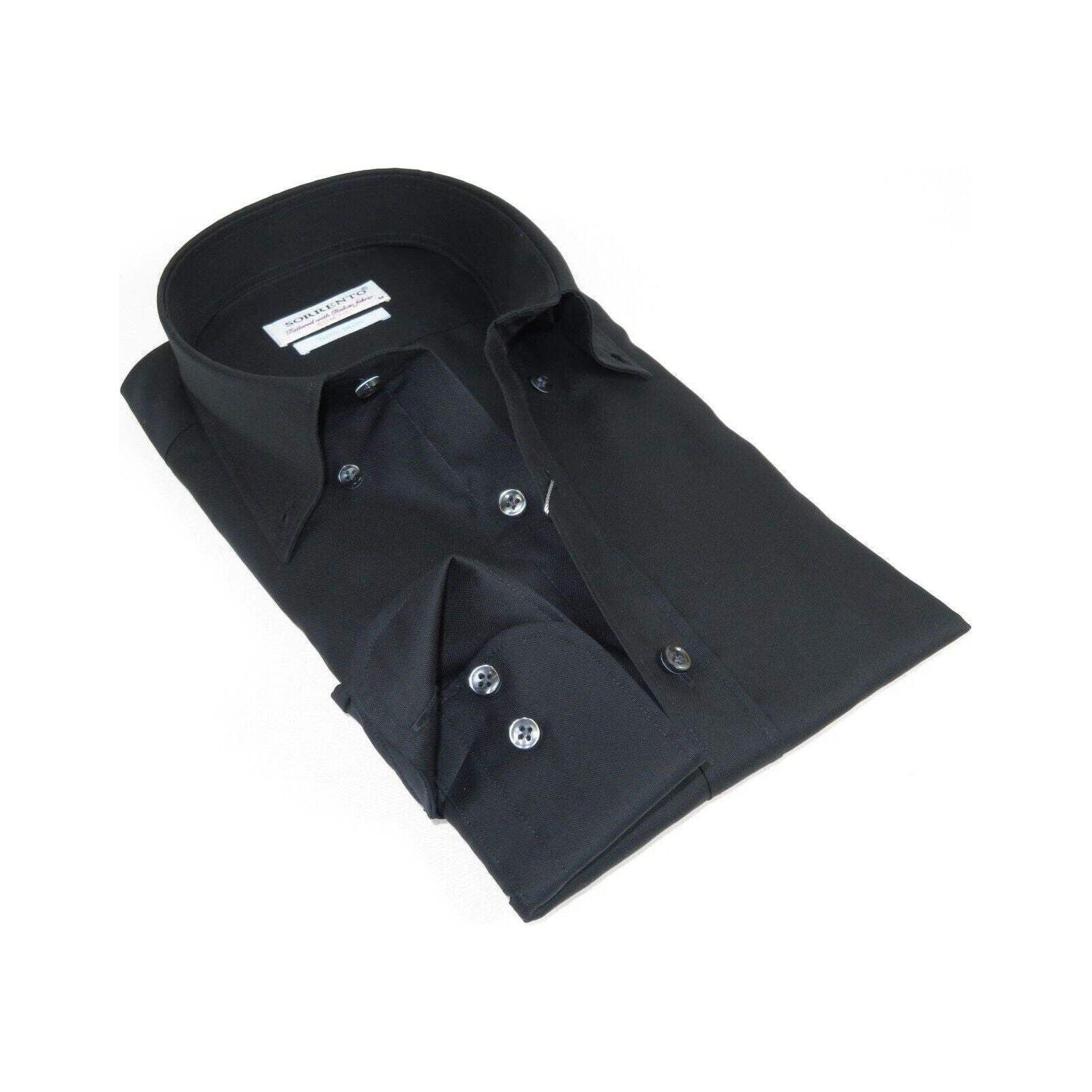 Mens 100% Italian Cotton Shirt Non Iron SORRENTO Button Down Oxford 4531 Black