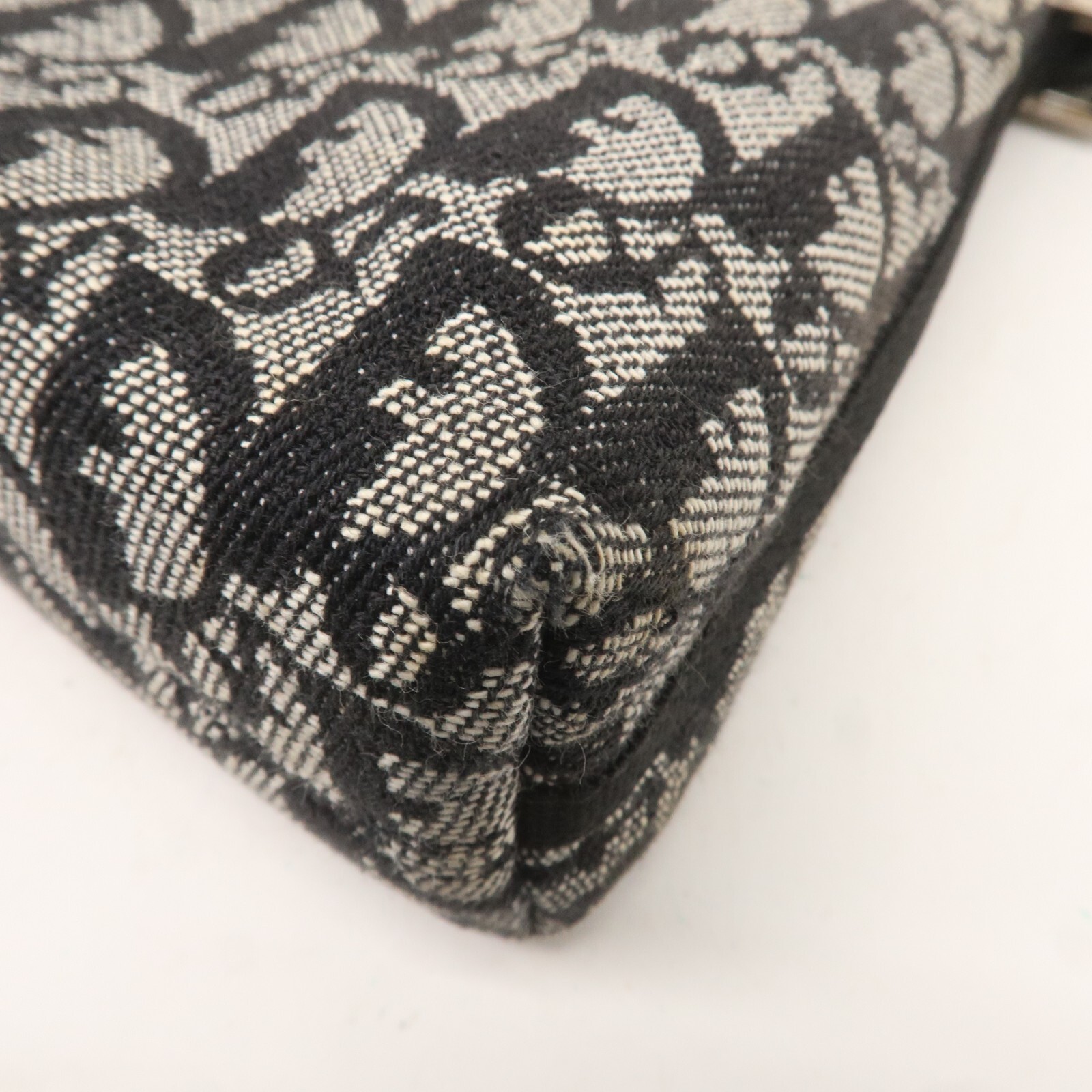 Christian Dior Trotter Shoulder Bag Black Canvas Leather Auth Used