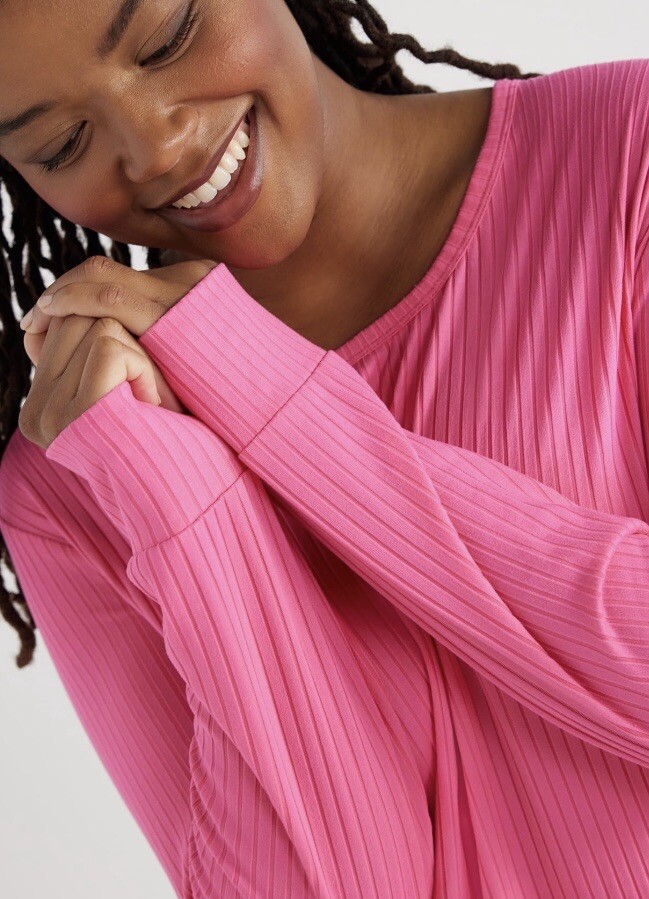 Joyspun Womens Ribbed Ultra Soft 2 Piece PJ set, sizes S, M, L, XL, 2XL, 3XL