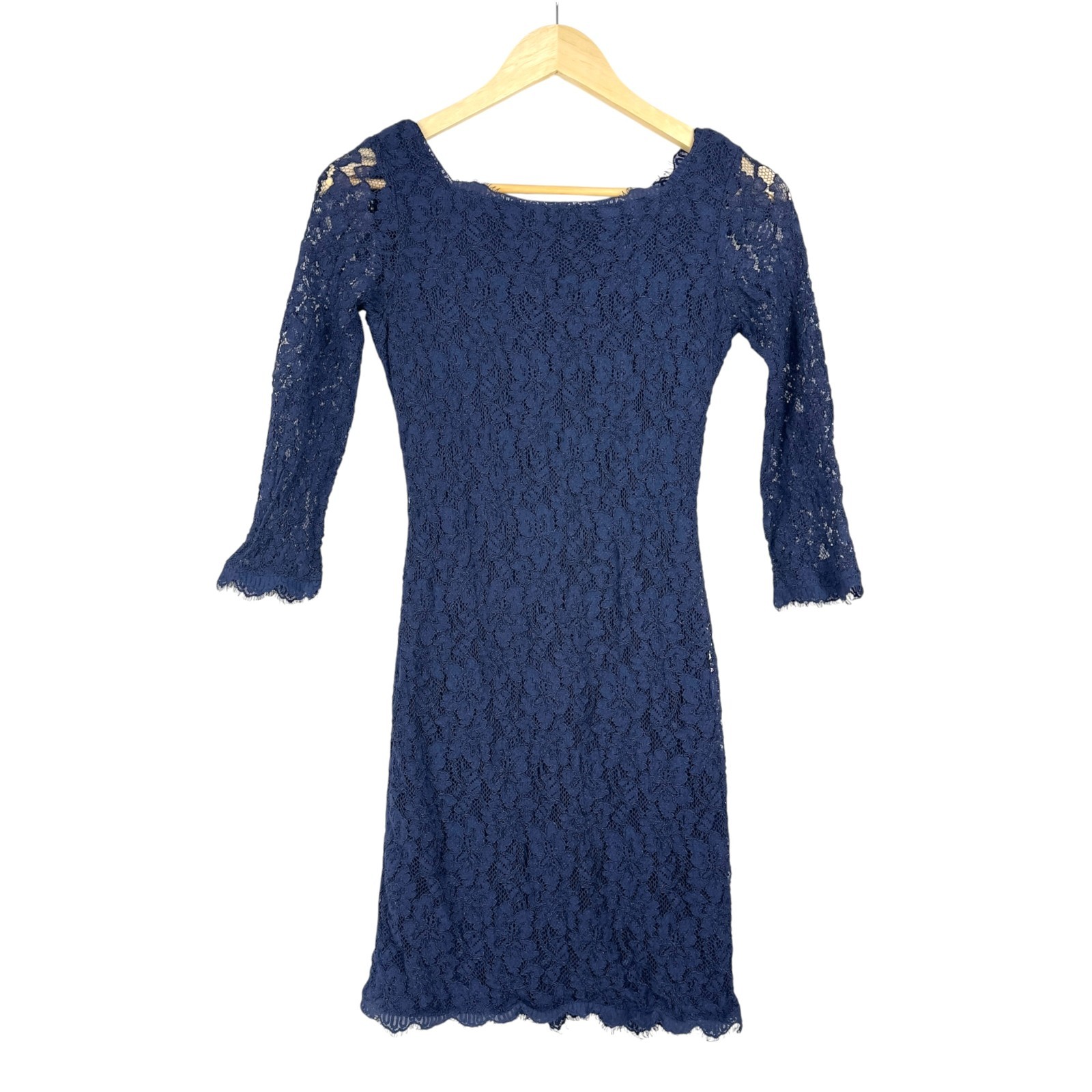 Diane Von Furstenburg Zarita Lace Mini Dress Navy Blue Women’s Size 2 Designer