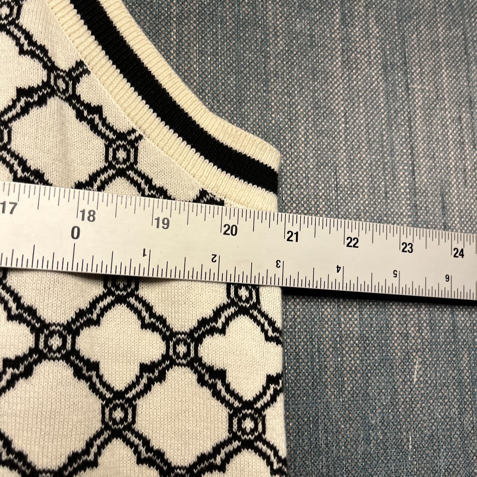 Talbots Plus Women’s Cardigan Tank Set Size 1X White Black Gold Button Sweater