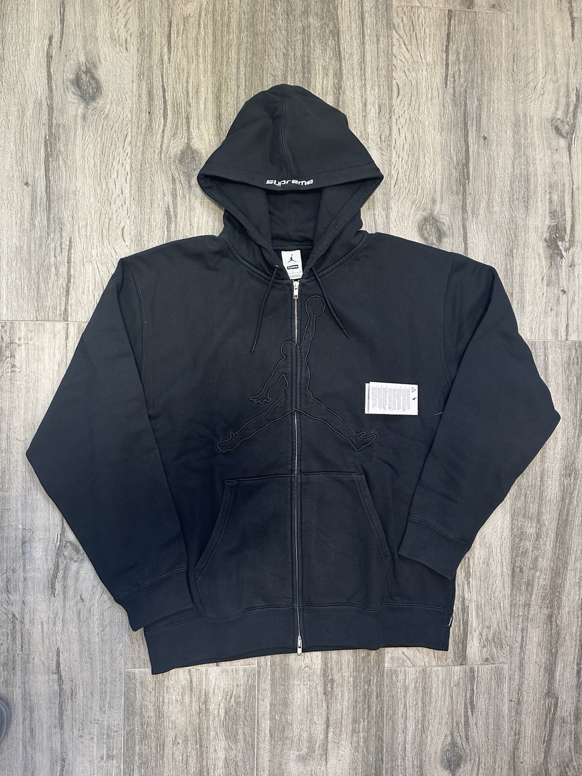 Supreme x Jordan Men’s Black Full Zip Hooded Fleece, Size L