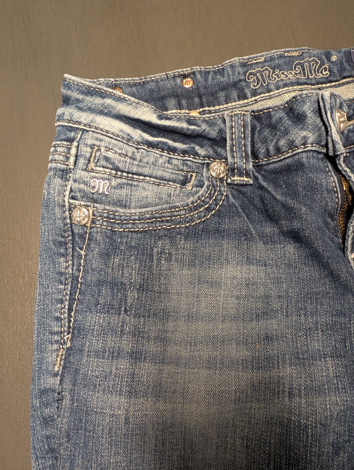 Miss Me Jeans – For Buckle Boot Cut Size 28 Bling Fleur De Lis 28/31 Vintage Y2K