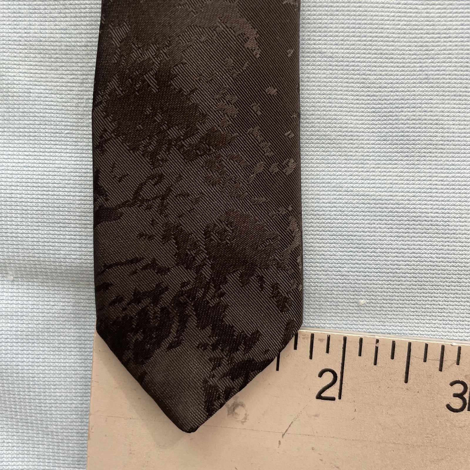 Impact Vtg Slim Necktie Made USA Optical Abstract Art Black Super Skinny 1.7×58″