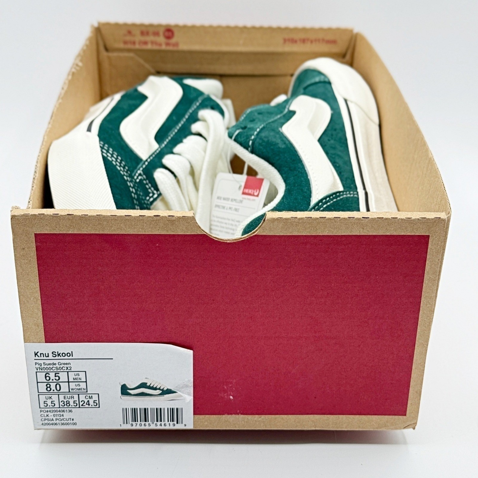 Vans Knu Skool Size 6.5 Mens Pig Suede Green VN000CS0CX2 Low Top Sneakers