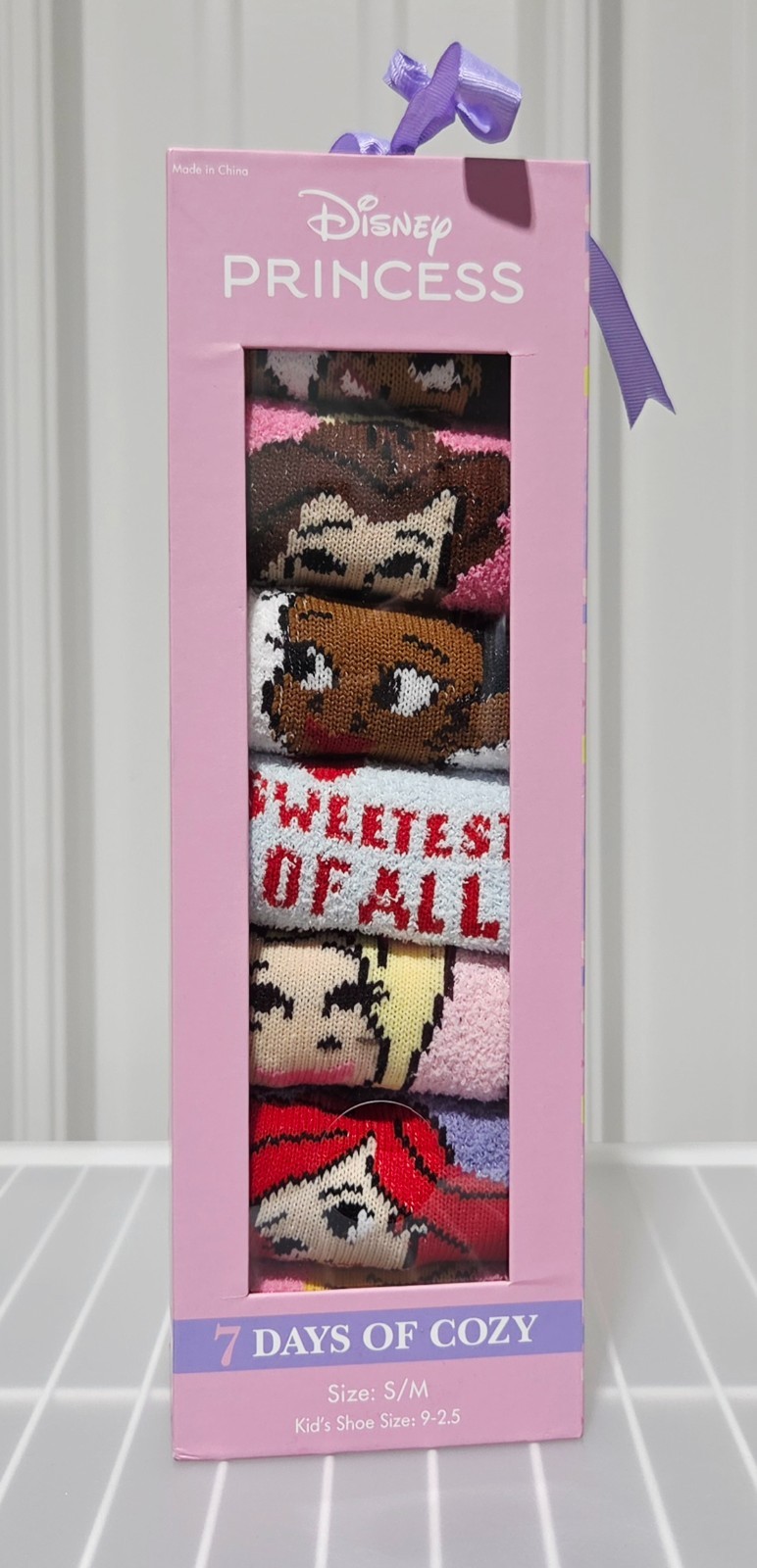 Disney Princess Cozy Character Socks 7 Count Pack – Girls’ S/M Shoe Size 9 – 2.5
